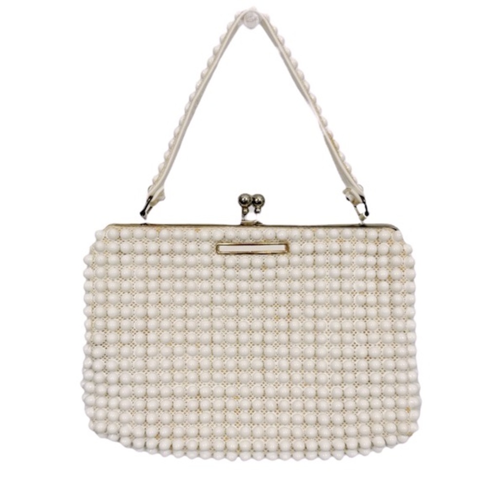 VINTAGE Grandeé Bead Pearl Bead Kissy Clasp Handbag